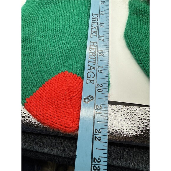 Vtg 22" Knit Christmas Stockings Santa & Mrs. Claus Pair Green Set Mom Dad - Picture 8 of 9